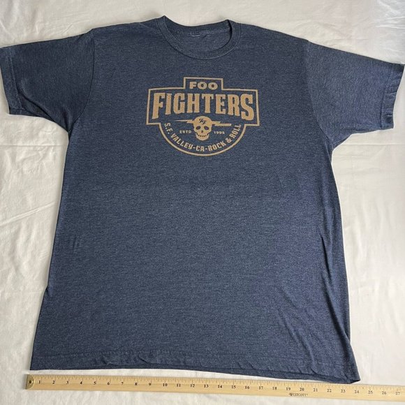 Foo Fighters S.F. Valley CA Rock & Roll T-Shirt Men's Blue Crewneck Short Sleeve - Picture 3 of 4